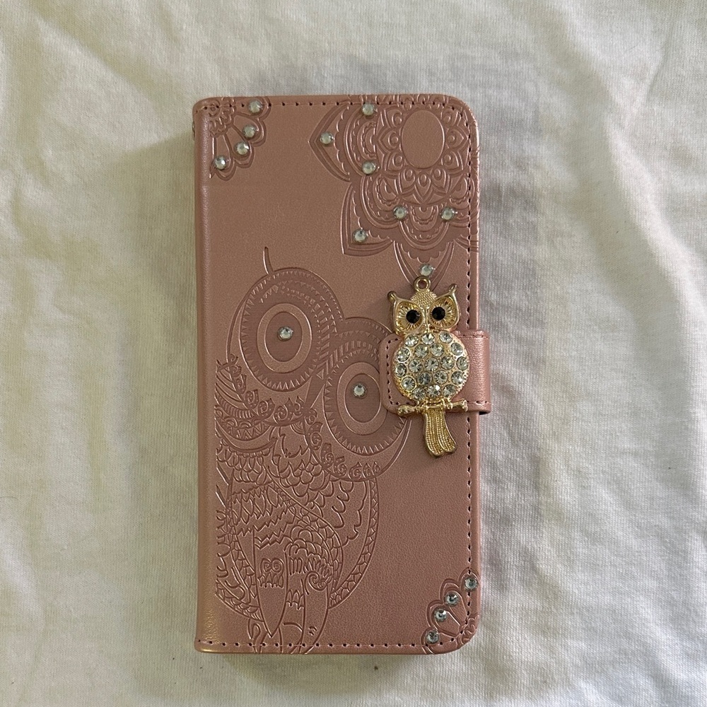 Owl Embossed Pink Samsung Galaxy A25 Wallet Case